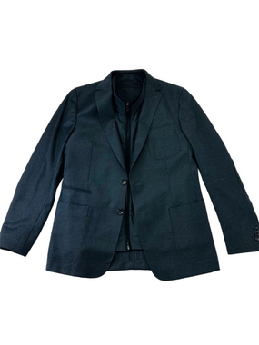 Zegna Drop 8 Deco black Winter Blazer with Vest 40R Mens sportcoat